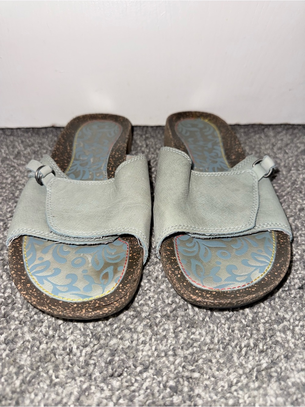 Teva Women's Ventura Slide Sandals In Blue Size 9 Faux Cork Soles - Picture 2 of 10